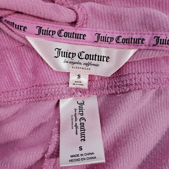 Juicy Couture Pink Studded Ribbed Velour 2pc Lounge Pajama Set Size Small - Picture 3 of 8